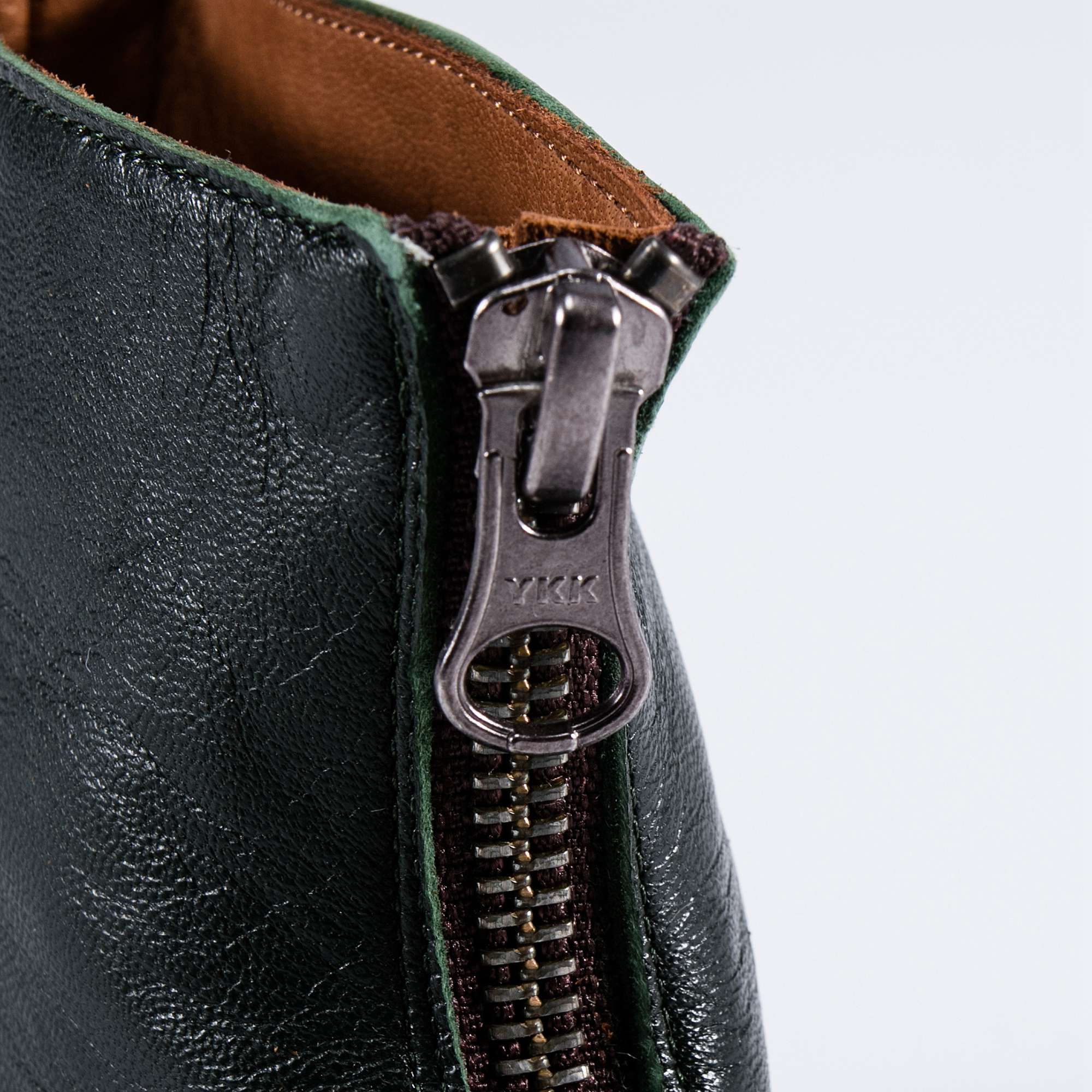 Girls Dark Green Leather Boots