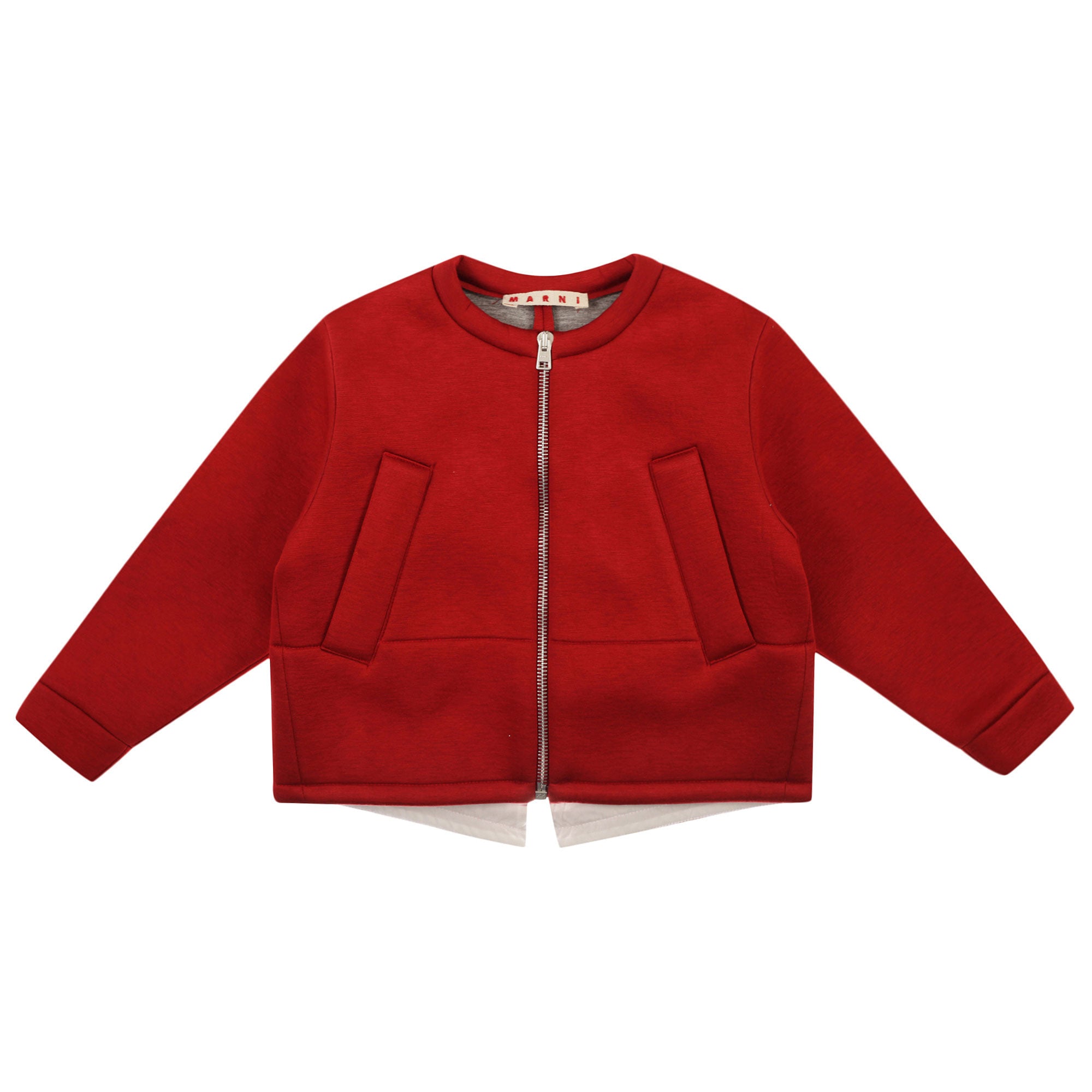 Girls Brick Red Cotton Collarless Jacket - CÉMAROSE | Children's Fashion Store - 2