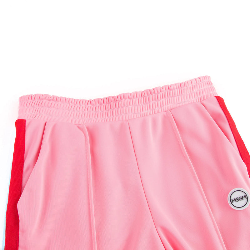 Girls Pink Jersey Shorts With Red Trim