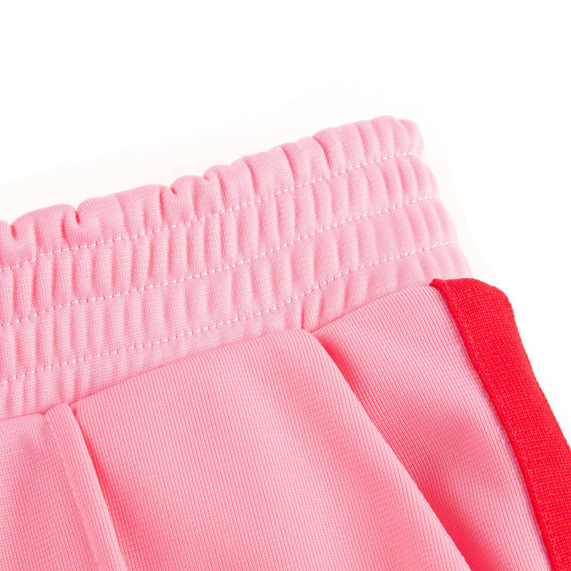Girls Pink Jersey Shorts With Red Trim