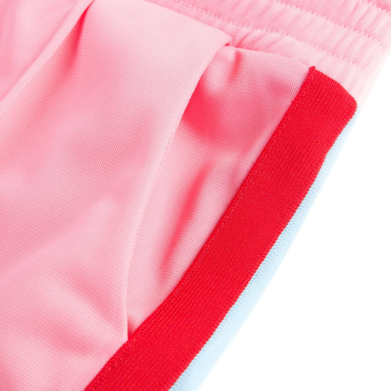 Girls Pink Jersey Shorts With Red Trim