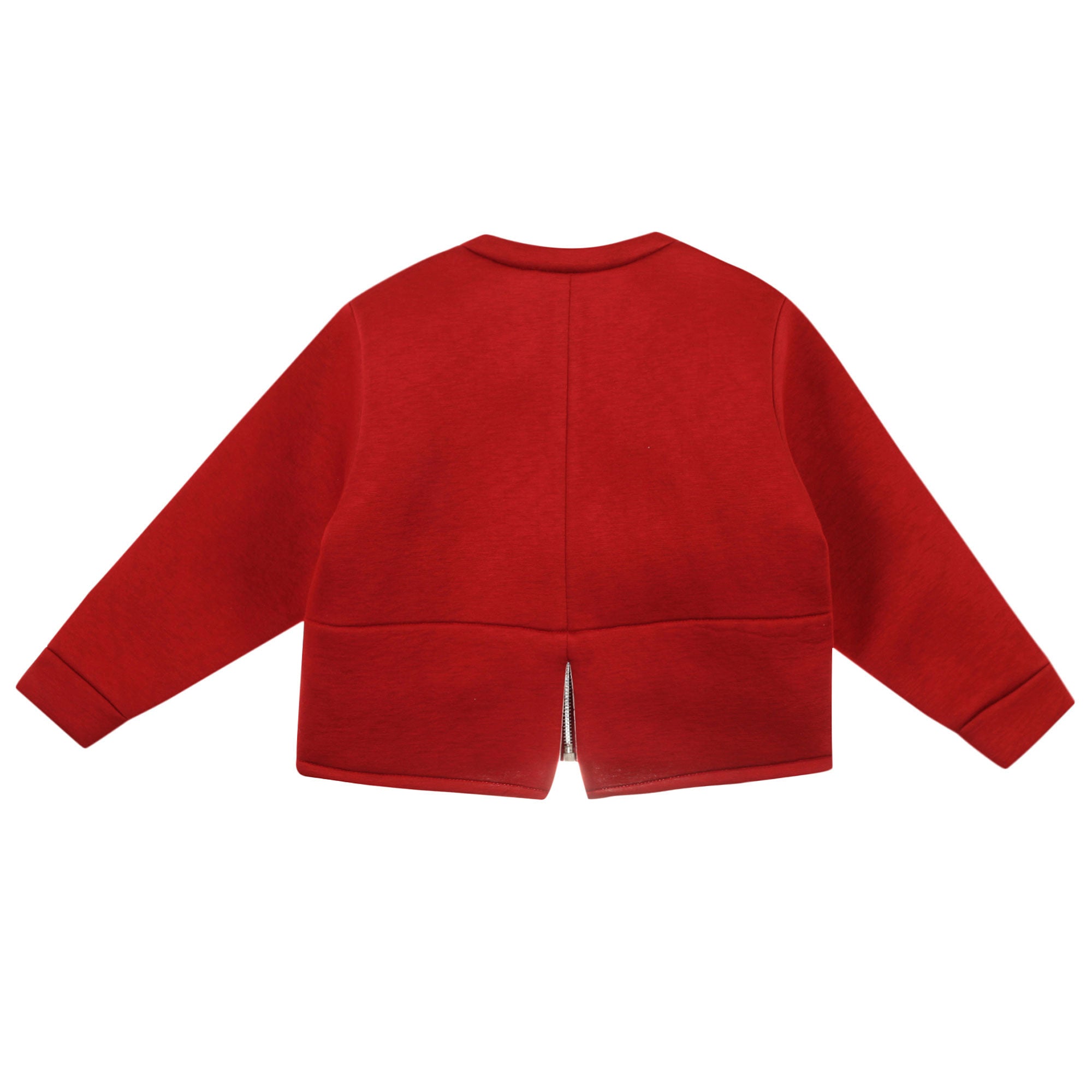 Girls Brick Red Cotton Collarless Jacket - CÉMAROSE | Children's Fashion Store - 3