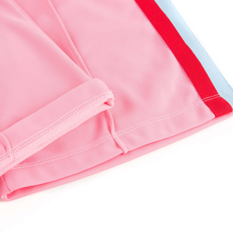 Girls Pink Jersey Shorts With Red Trim