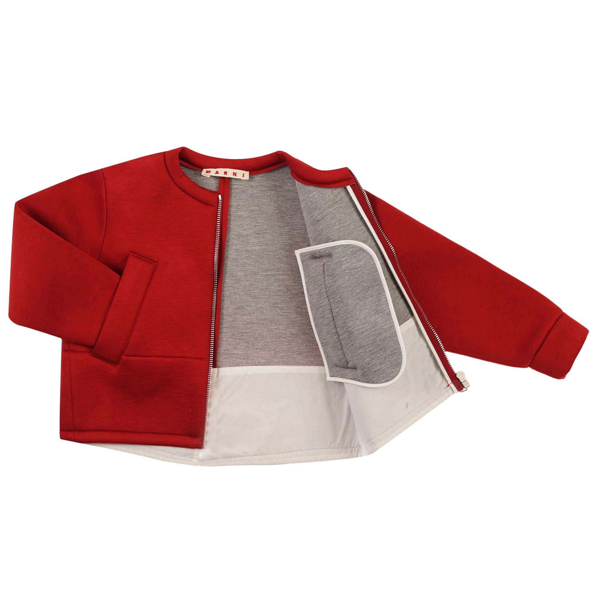 Girls Brick Red Cotton Collarless Jacket - CÉMAROSE | Children's Fashion Store - 4