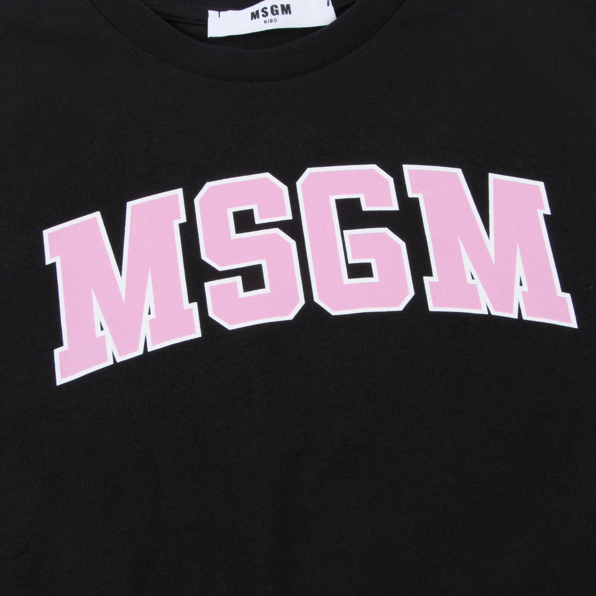 Girls Black Cotton Cropped Jersey T-Shirt