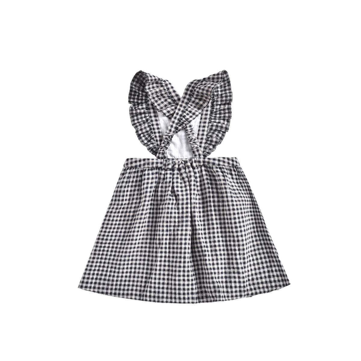 Girls Black Vichy Organic Cotton Dress