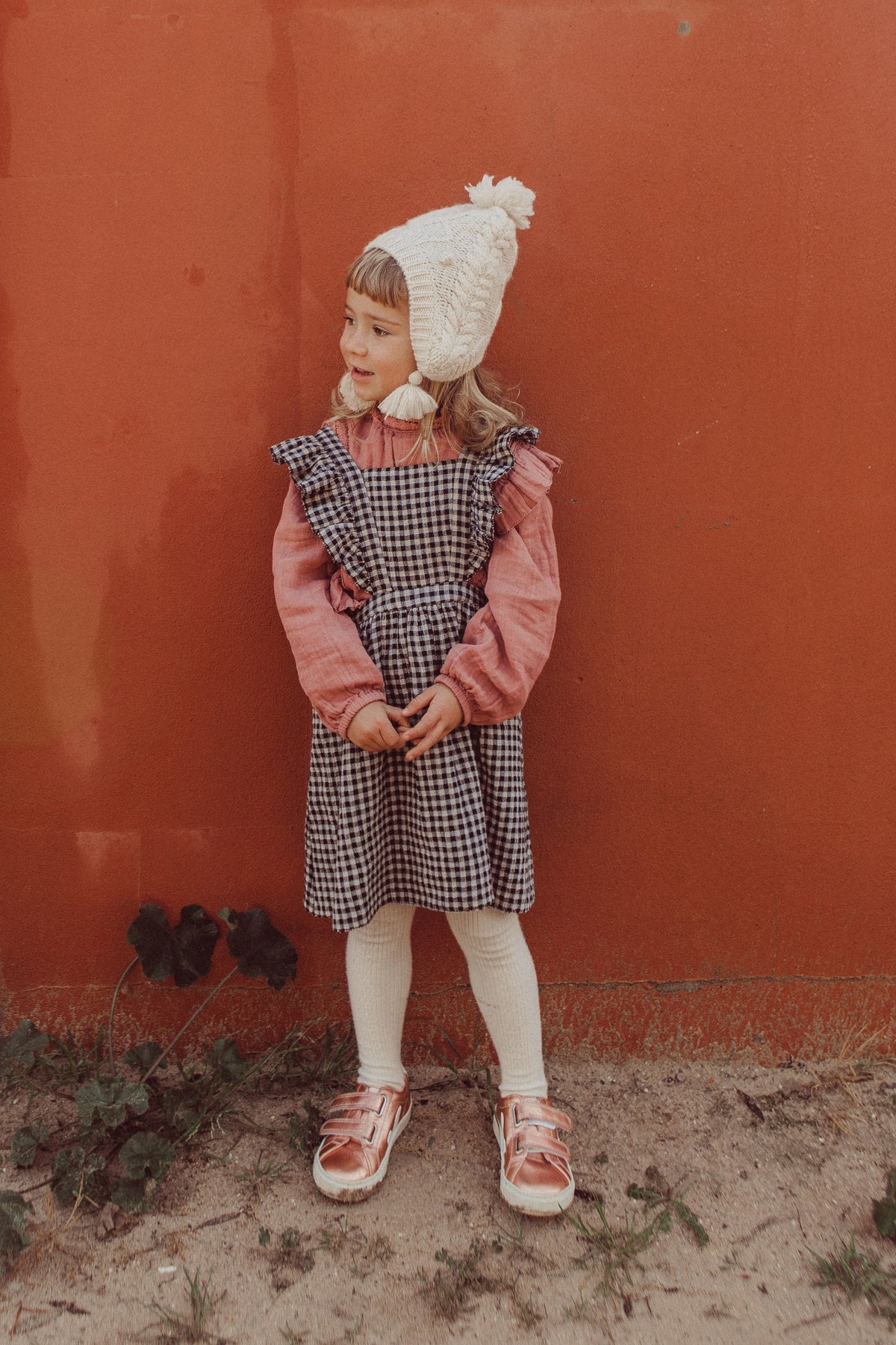 Girls Black Vichy Organic Cotton Dress