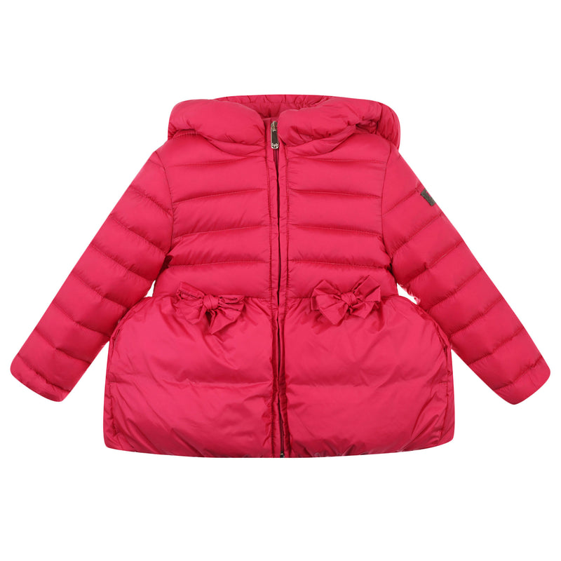 Baby Girls Orchid Pink Bow Trims Hooded Padded Down Jacket - CÉMAROSE | Children's Fashion Store - 1