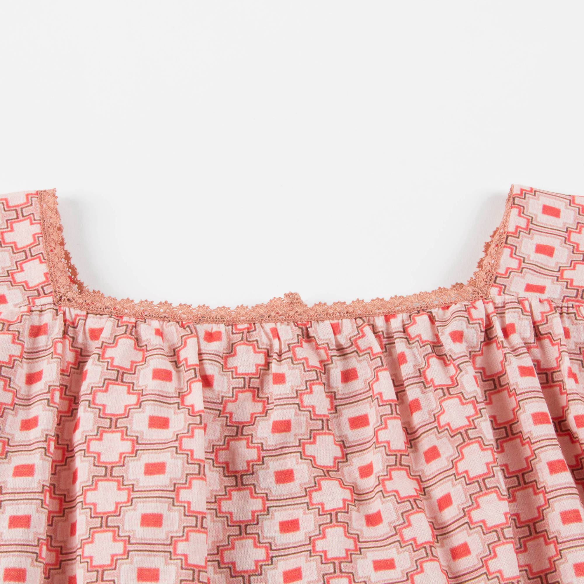 Girls Kaleido Red Cotton Woven Dress