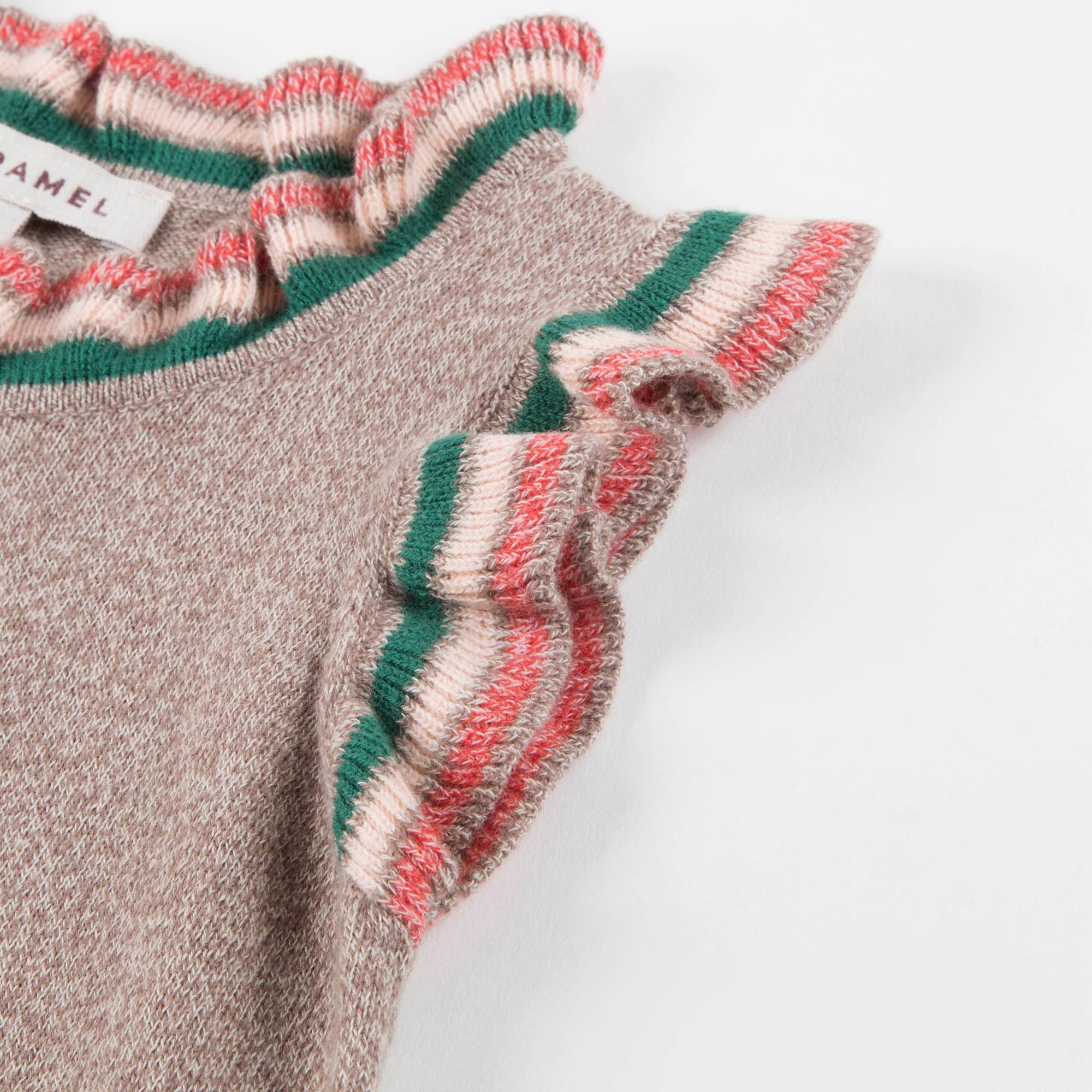 Girls Mocha Cotton Knitwear Dress