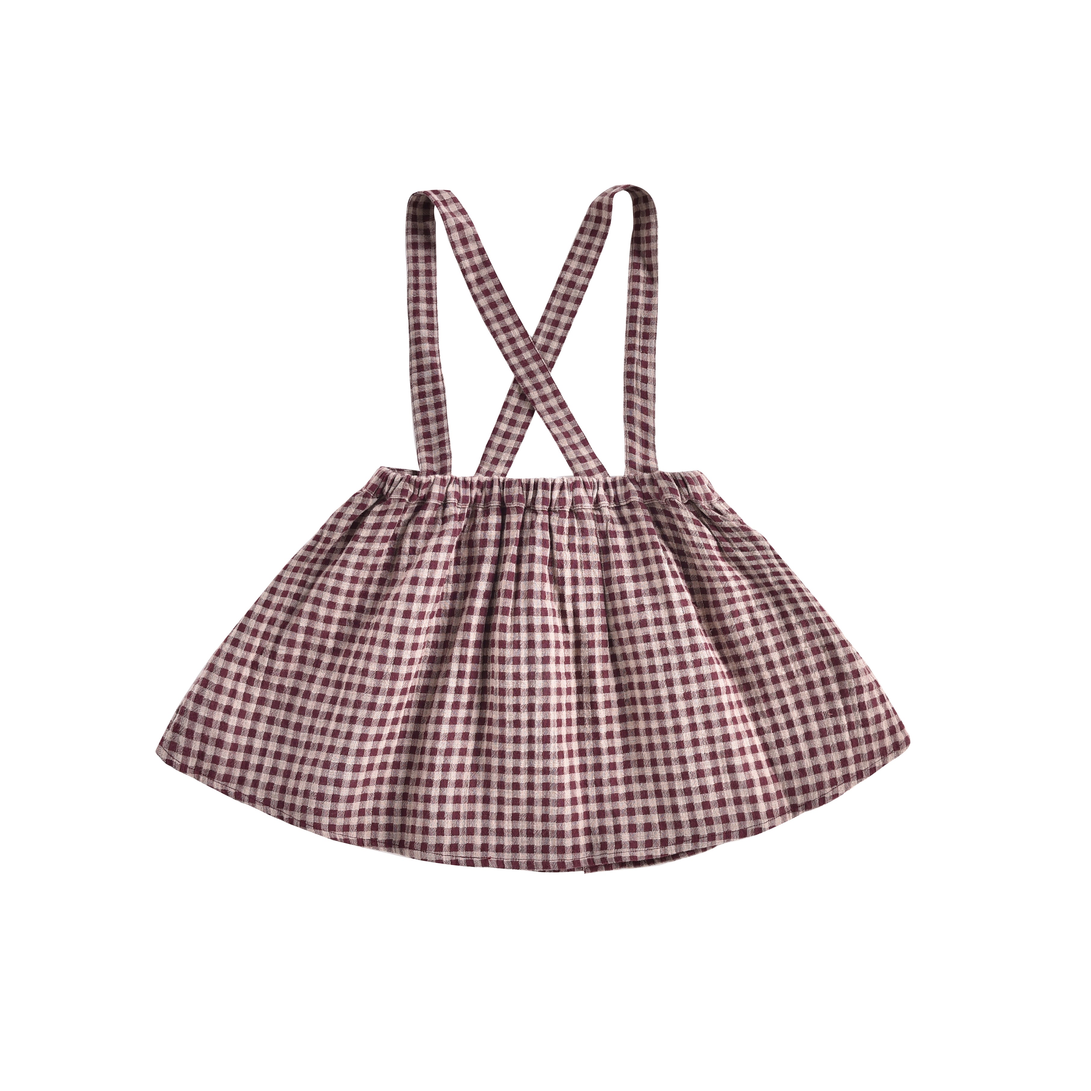 Girls Aubergine Vichy Organic Cotton Skirt
