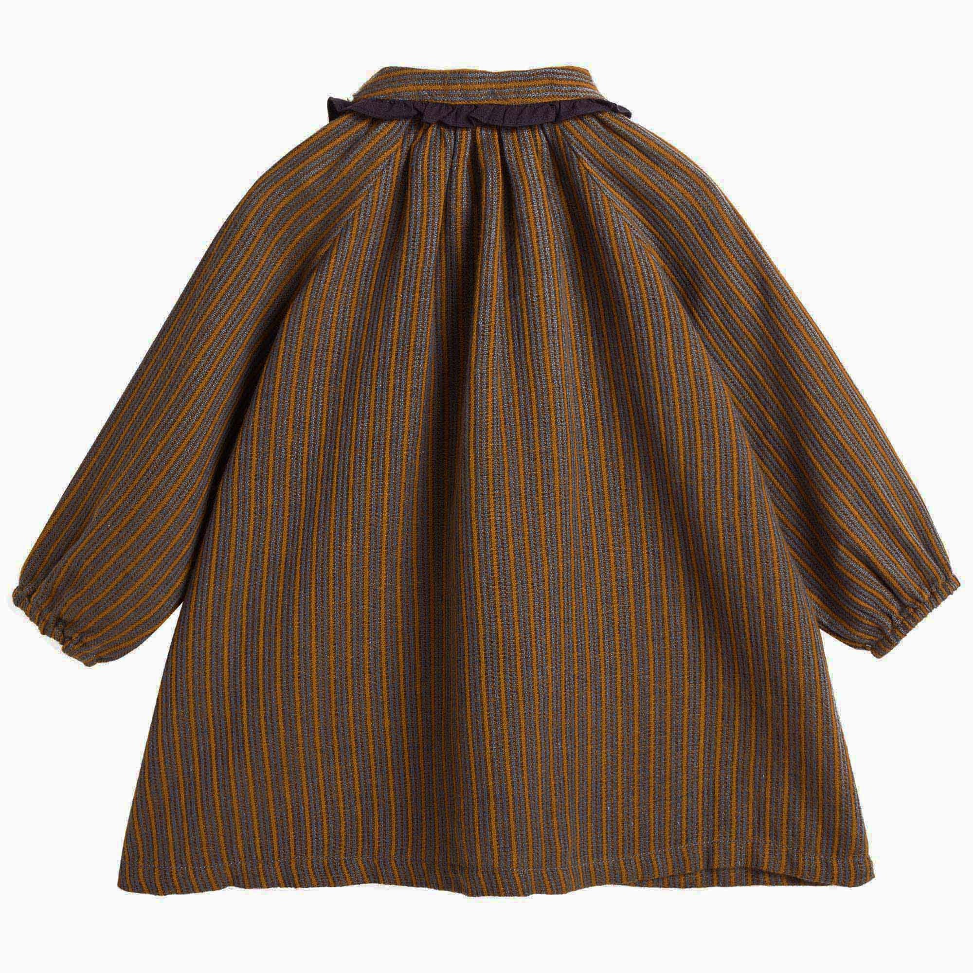 Baby Girls Beige Mustard Striped Cotton Woven Dress - CÉMAROSE | Children's Fashion Store - 3