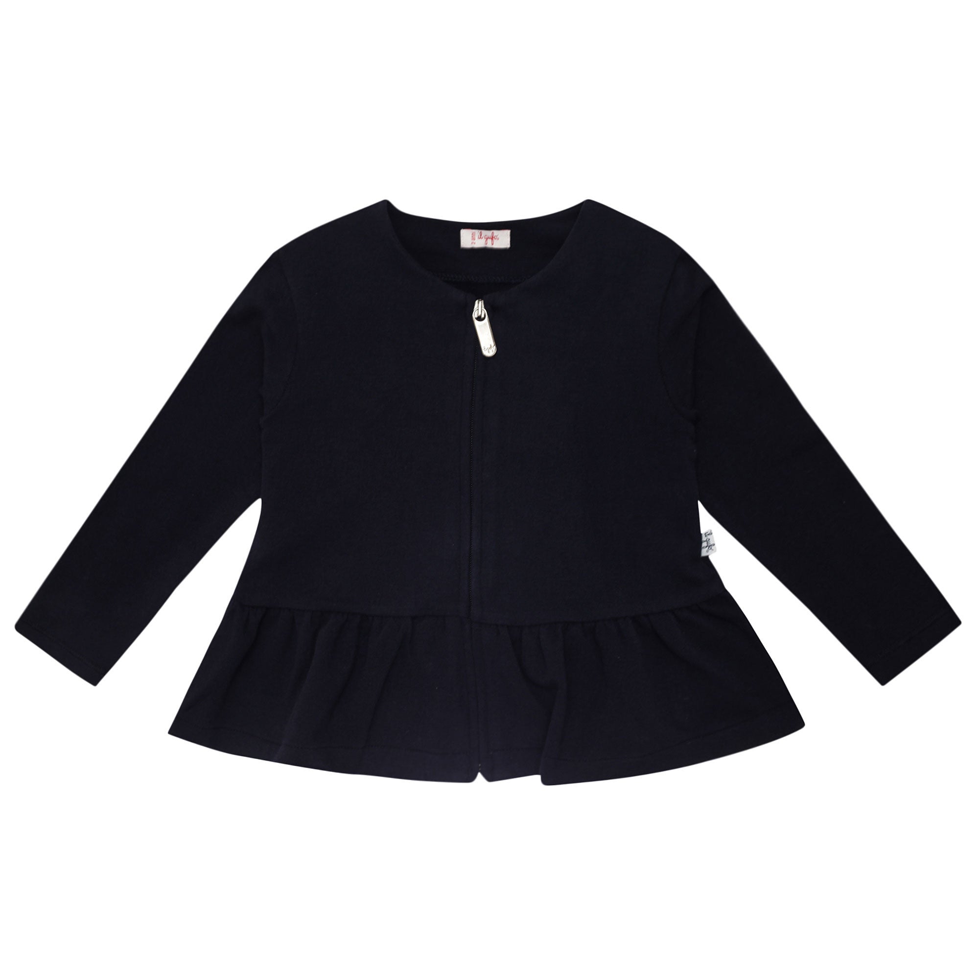 Girls Navy Blue Cotton Top With Peplum Hem - CÉMAROSE | Children's Fashion Store - 1