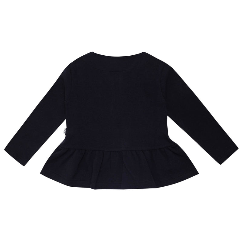 Girls Navy Blue Cotton Top With Peplum Hem - CÉMAROSE | Children's Fashion Store - 2