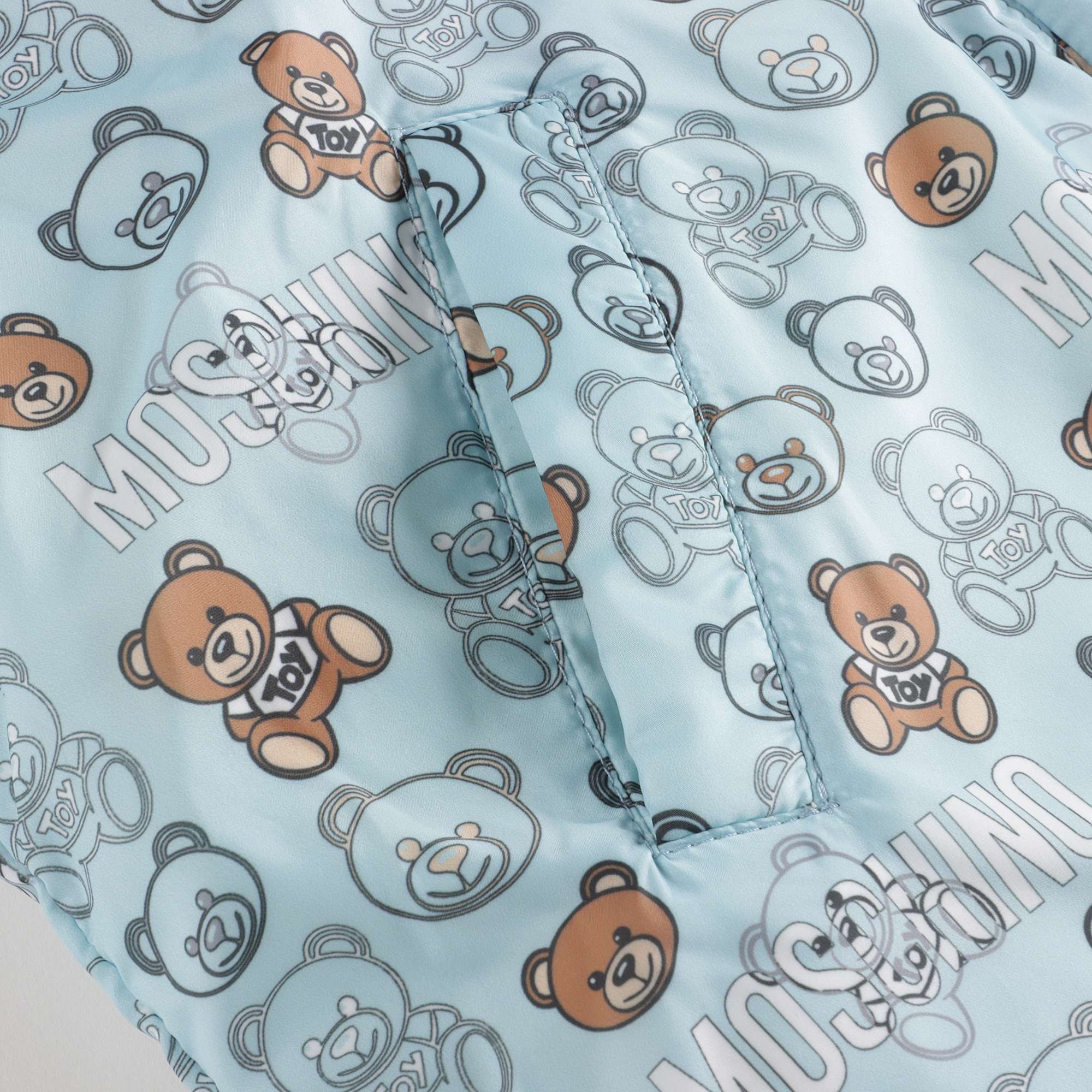 Baby Girls Blue Printed Padded Down Jacket