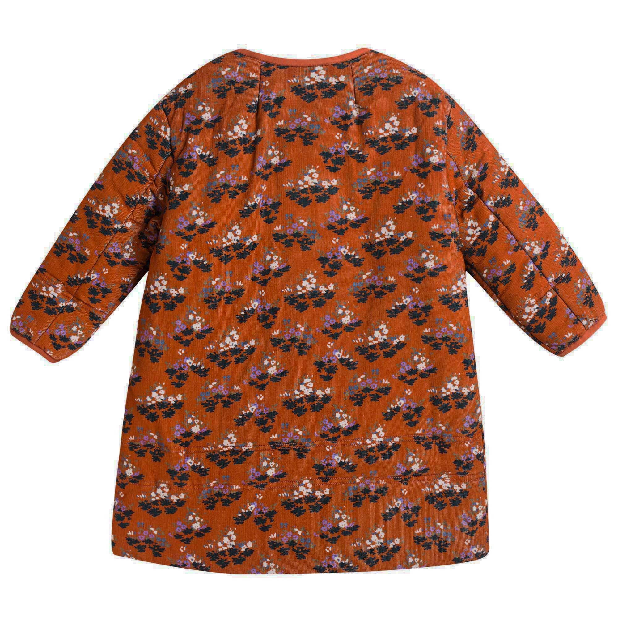 Girls Brown Velvet Flower printed Cotton Jacket - CÉMAROSE | Children's Fashion Store - 2