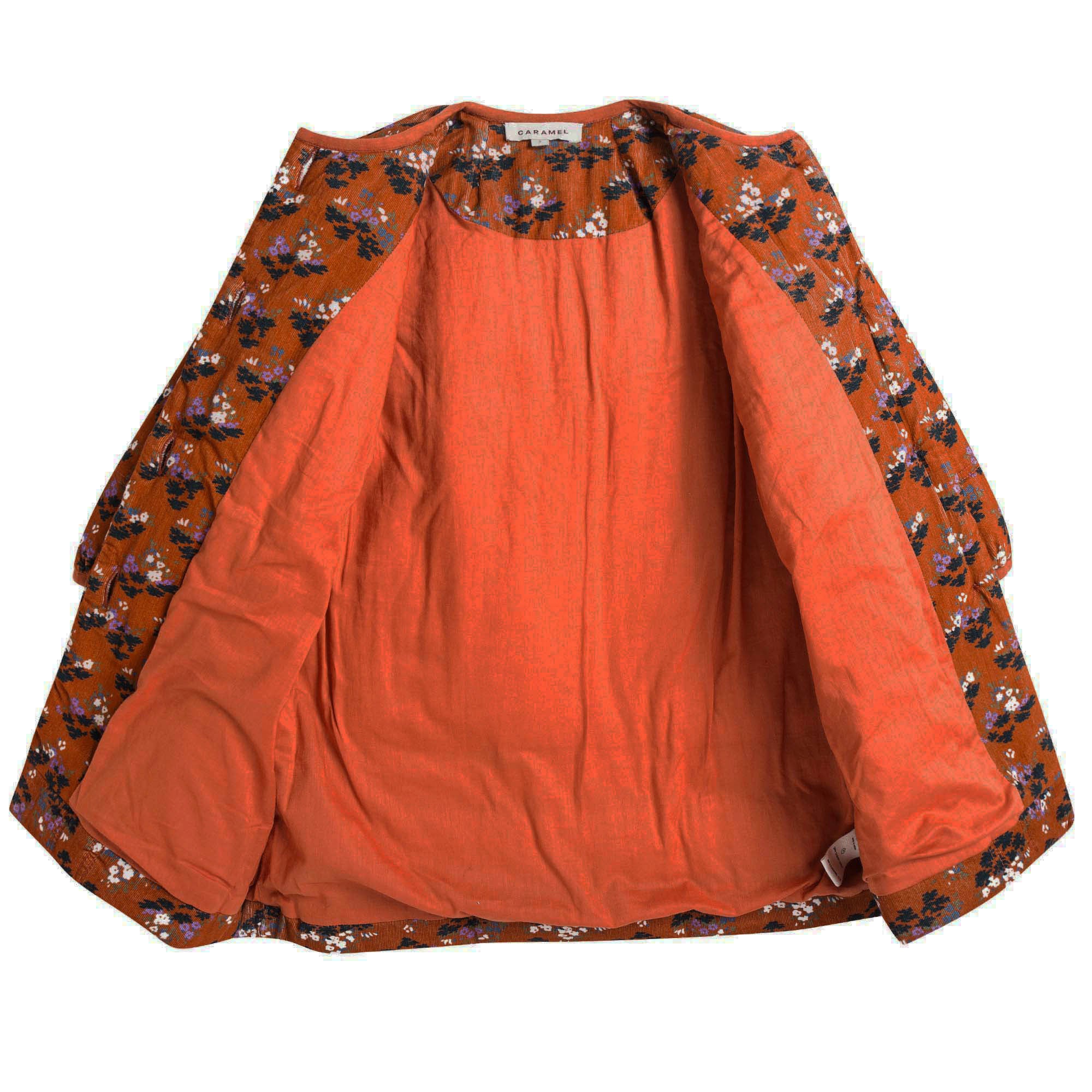 Girls Brown Velvet Flower printed Cotton Jacket - CÉMAROSE | Children's Fashion Store - 4