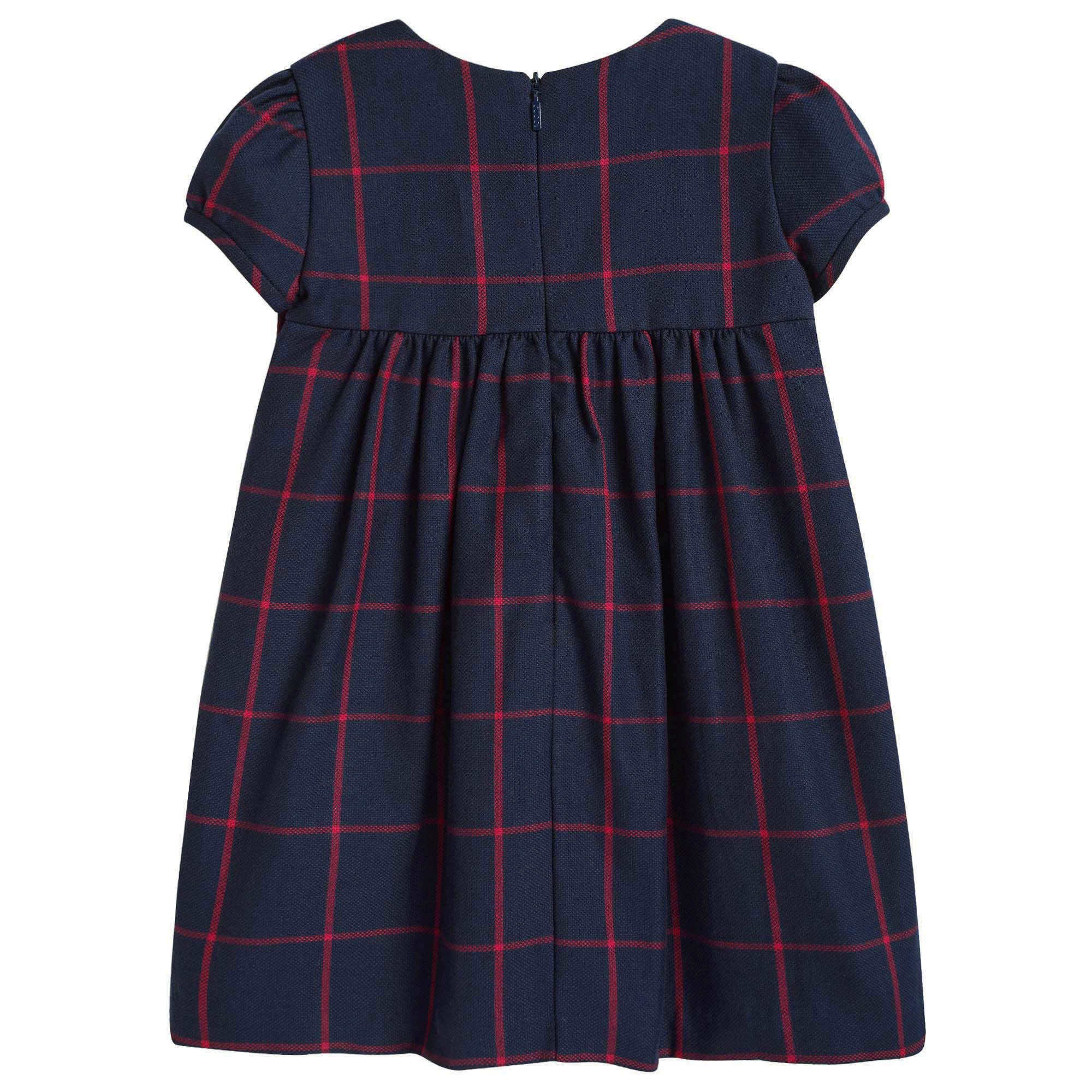 Baby Girls Navy Blue Check Bow Trims Dress - CÉMAROSE | Children's Fashion Store - 2