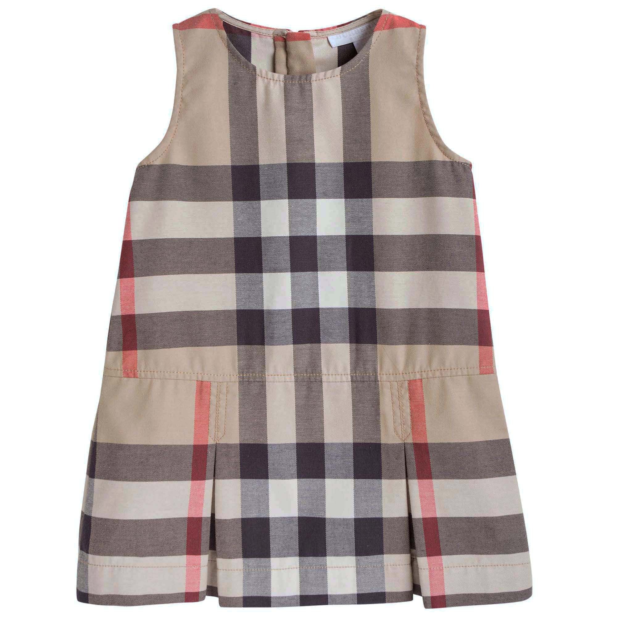 Baby Girls Beige New Classic Check Cotton Dress - CÉMAROSE | Children's Fashion Store - 1