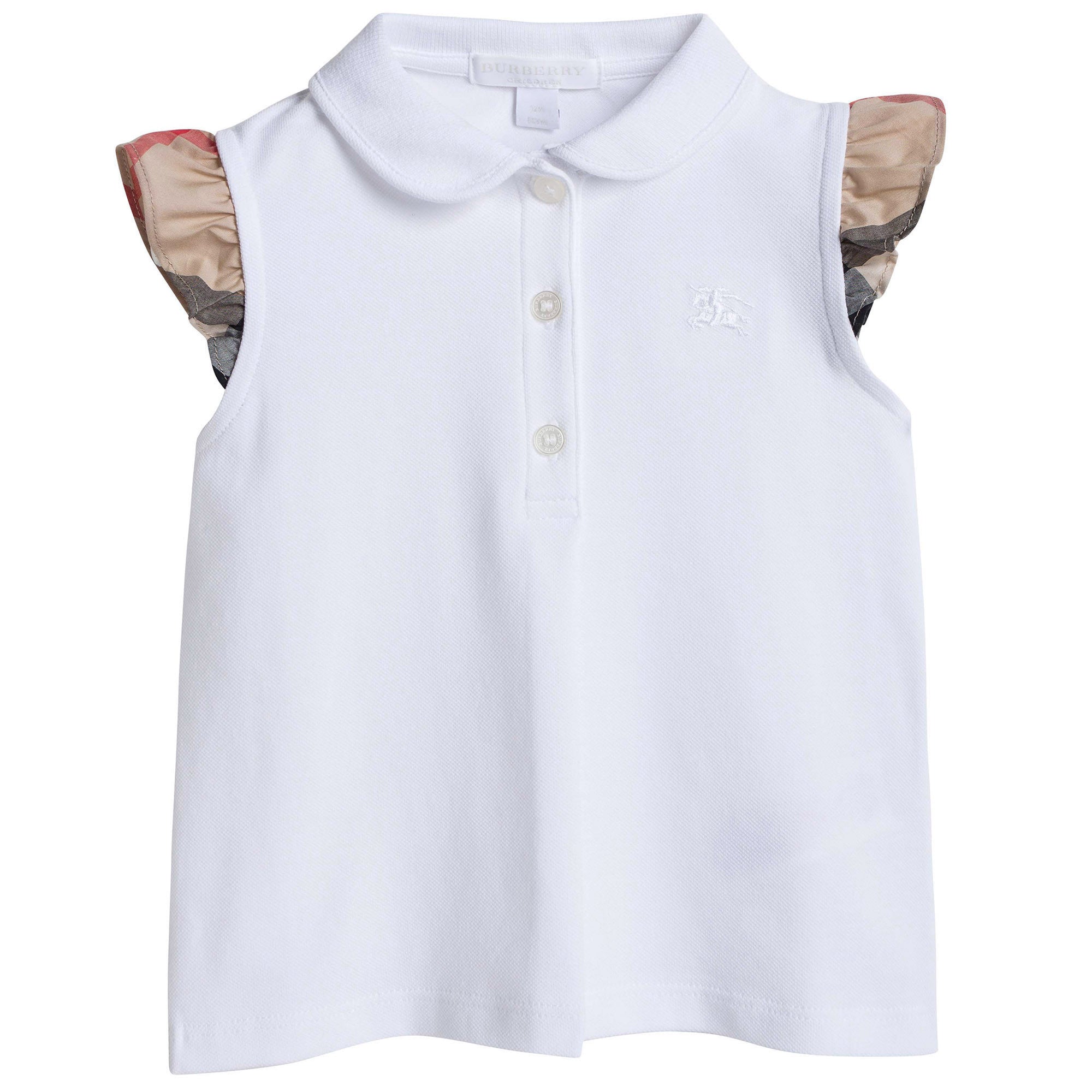 Baby Girls White Check Frill Cuffs Blouse - CÉMAROSE | Children's Fashion Store - 1