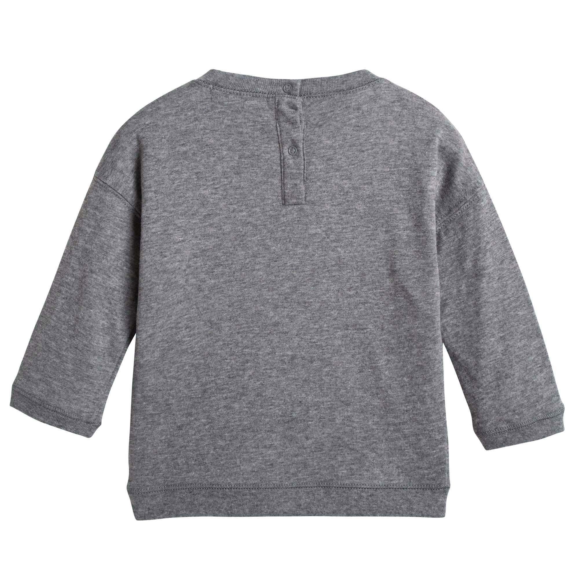 Baby Boys Grey Cotton Jersey Sweater - CÉMAROSE | Children's Fashion Store - 2