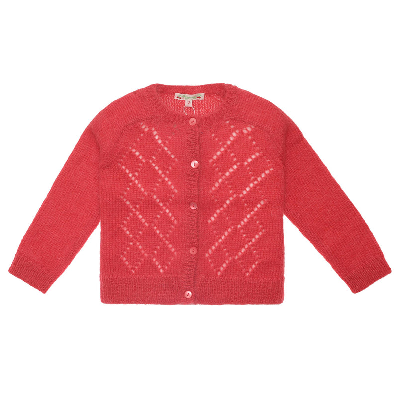 Girls Fuchsia Knitted Cardigan - CÉMAROSE | Children's Fashion Store - 1