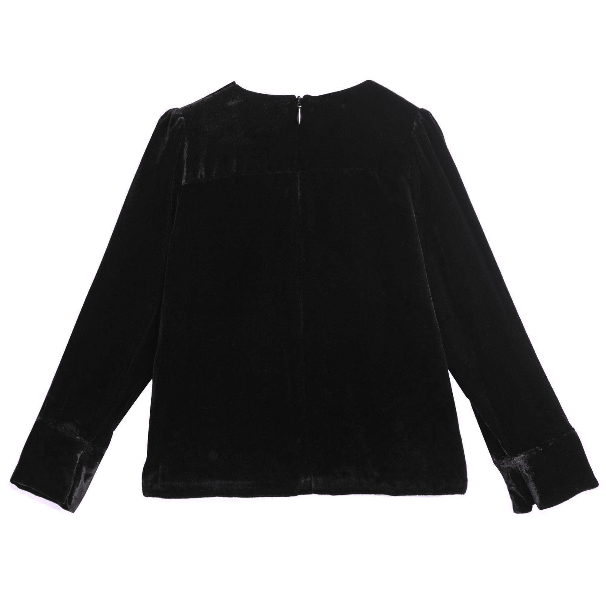 Girls Black Viscose Woven Sweatshirt - CÉMAROSE | Children's Fashion Store - 2