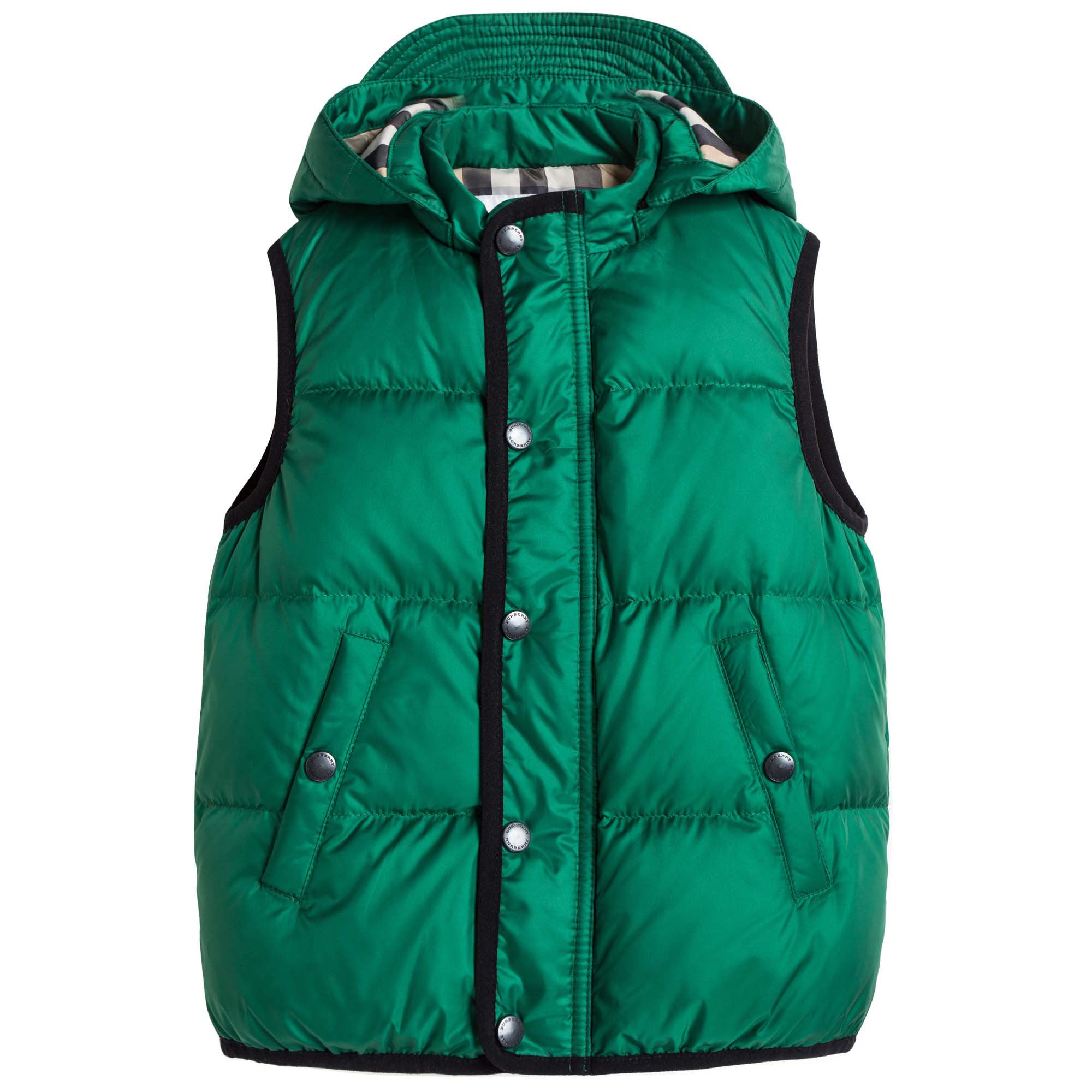 Boys Dark Green Down Padded Hooded Gilet - CÉMAROSE | Children's Fashion Store - 1