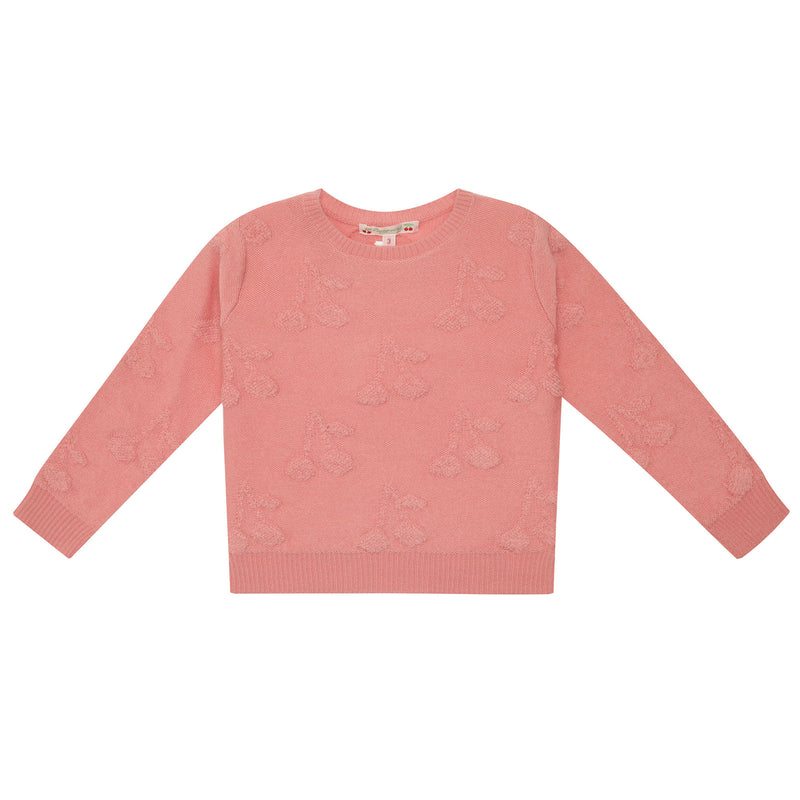Girls Dusky Pink Knitted Wool Sweater - CÉMAROSE | Children's Fashion Store - 2