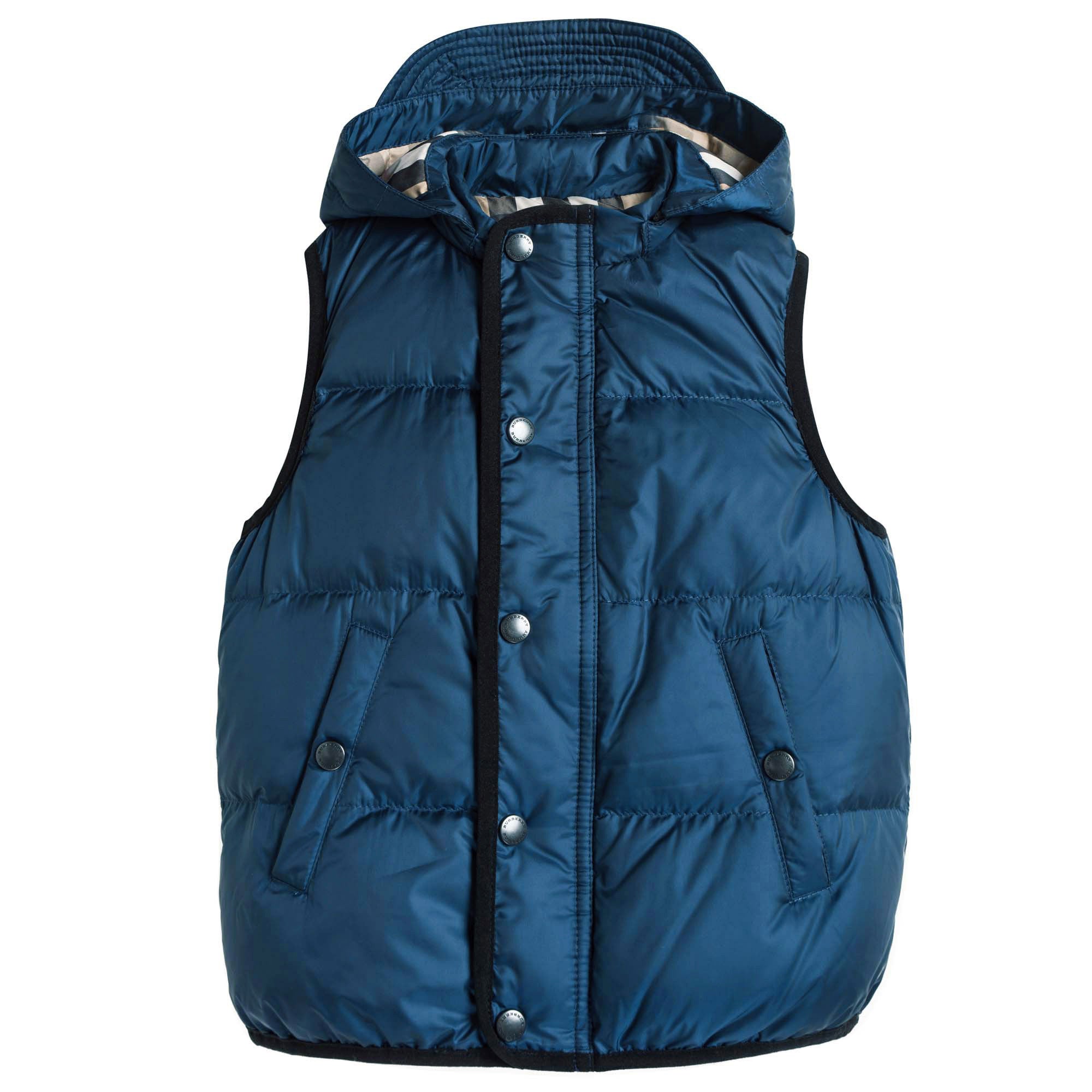 Boys Navy Blue Down Padded Hooded Gilet - CÉMAROSE | Children's Fashion Store - 1