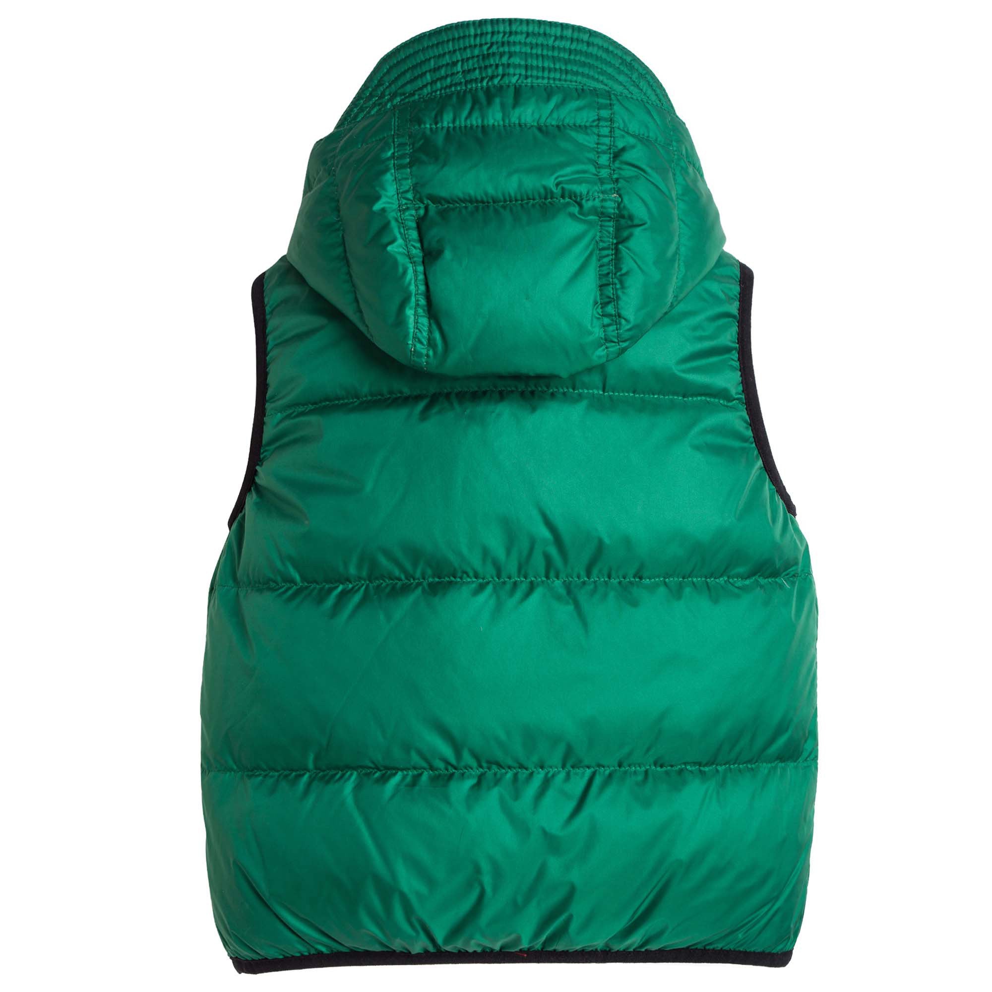 Boys Dark Green Down Padded Hooded Gilet - CÉMAROSE | Children's Fashion Store - 2