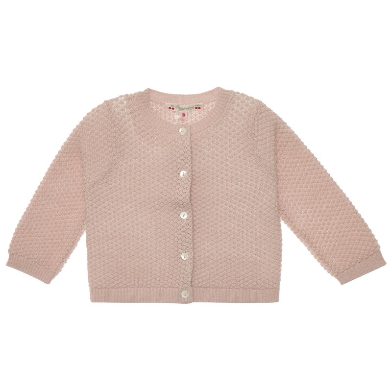 Baby Girls Pale Pink Wool Hollow Cardigan - CÉMAROSE | Children's Fashion Store - 2