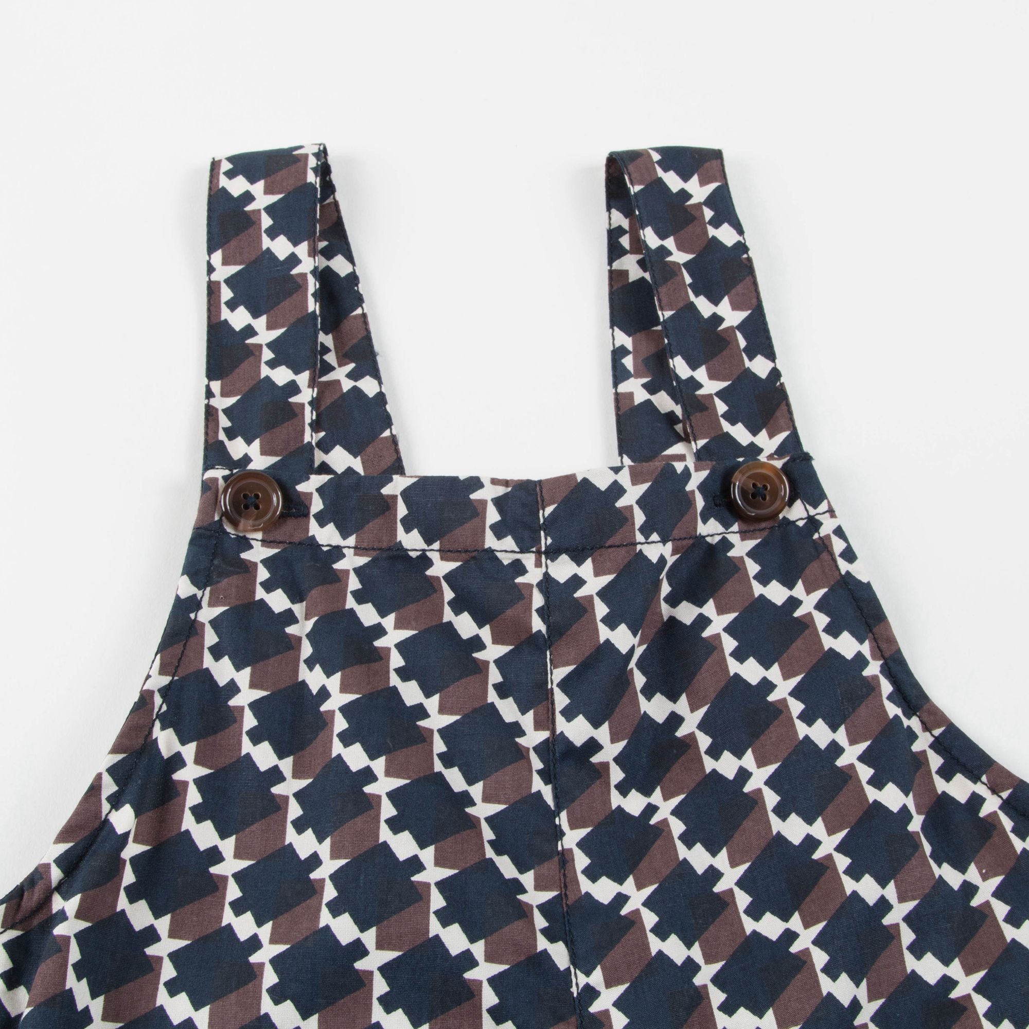 Girls & Boys Blue & Chocolate Cotton Woven Dungaree