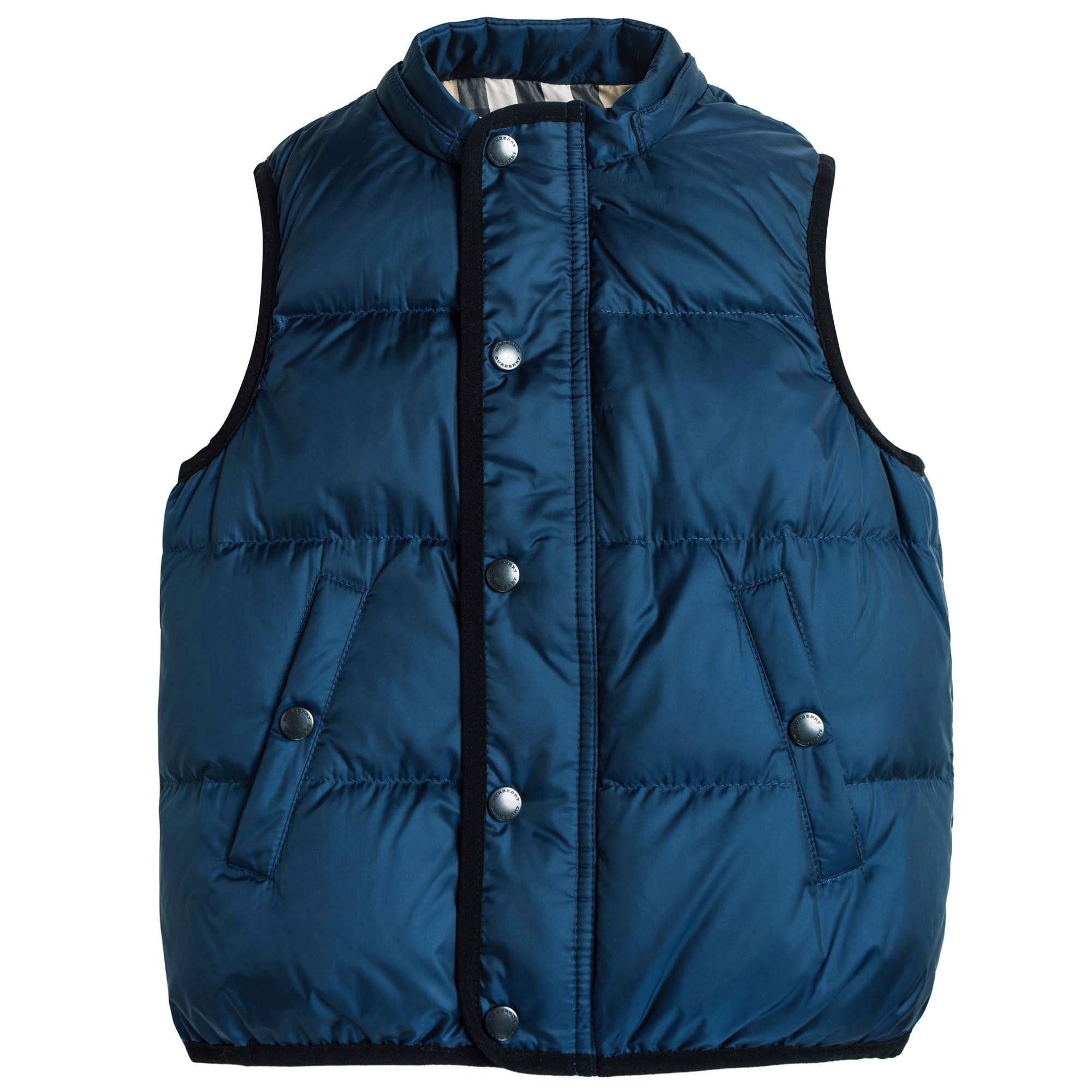 Boys Navy Blue Down Padded Hooded Gilet - CÉMAROSE | Children's Fashion Store - 3