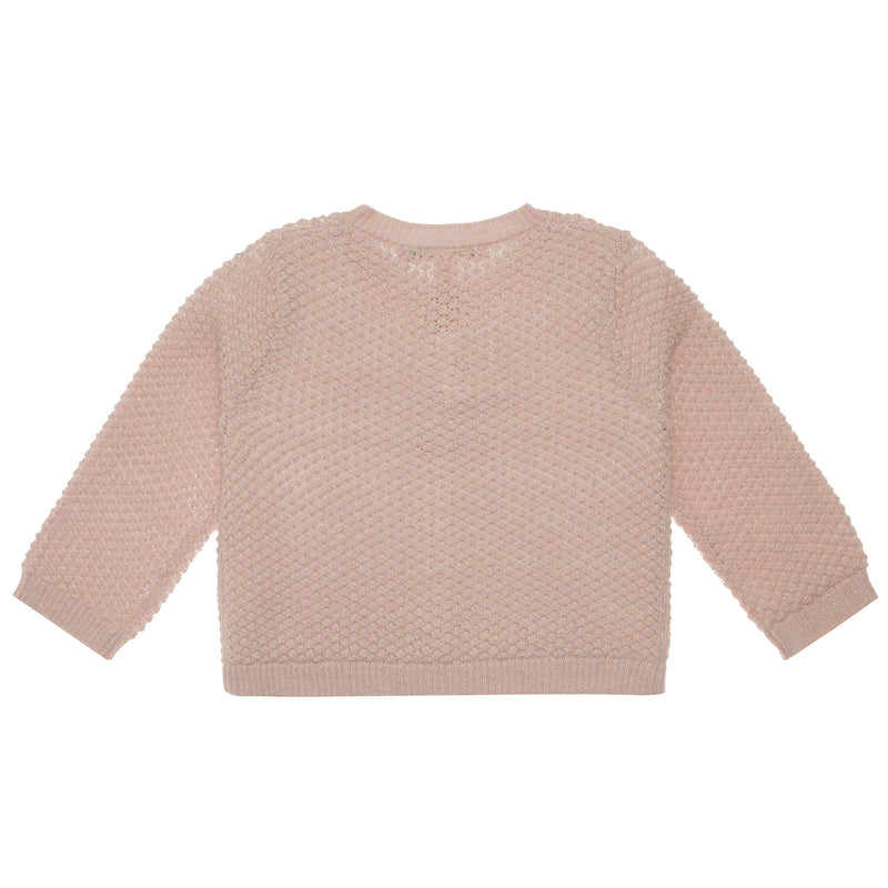 Baby Girls Pale Pink Wool Hollow Cardigan - CÉMAROSE | Children's Fashion Store - 3