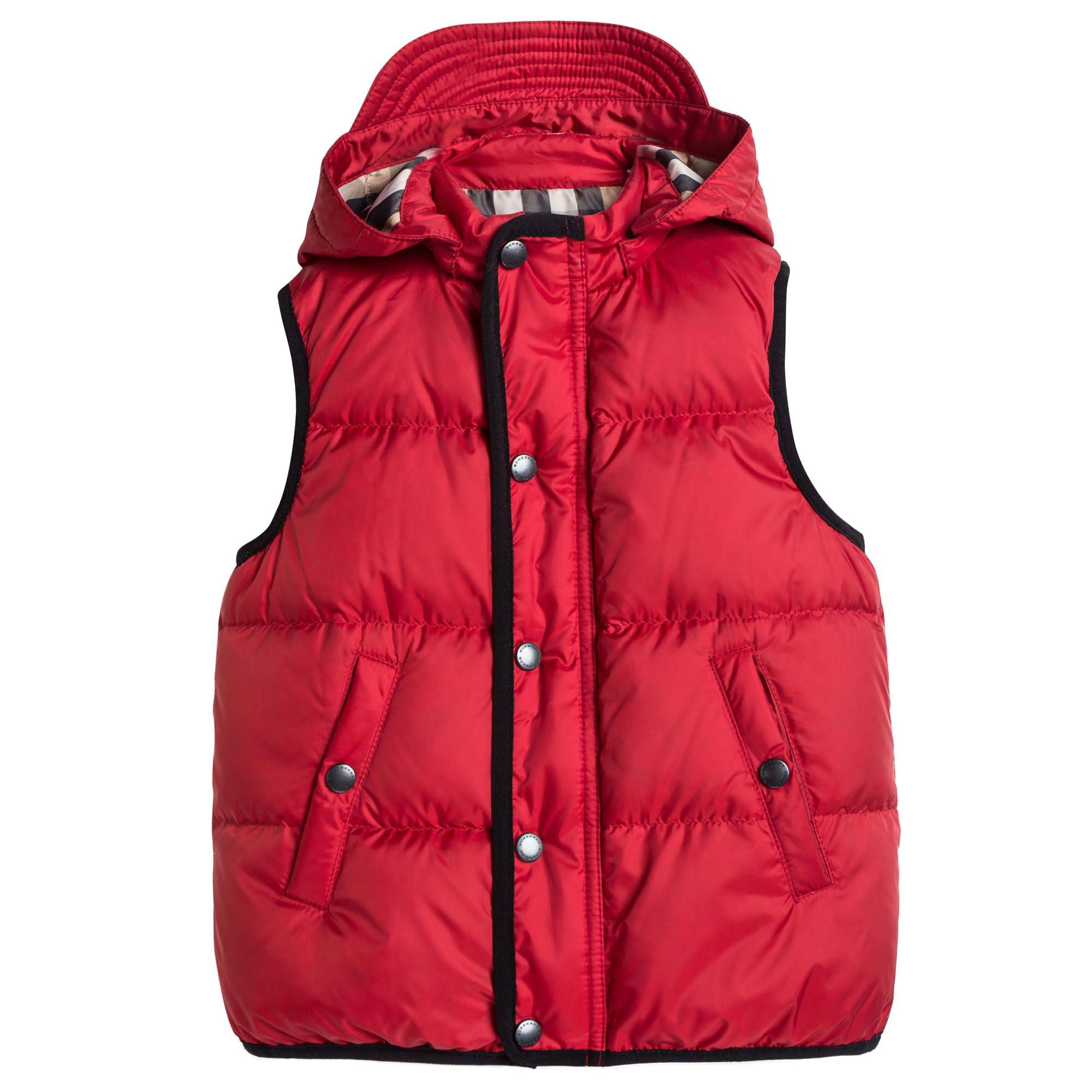 Boys Red Down Padded Hooded Gilet - CÉMAROSE | Children's Fashion Store - 1