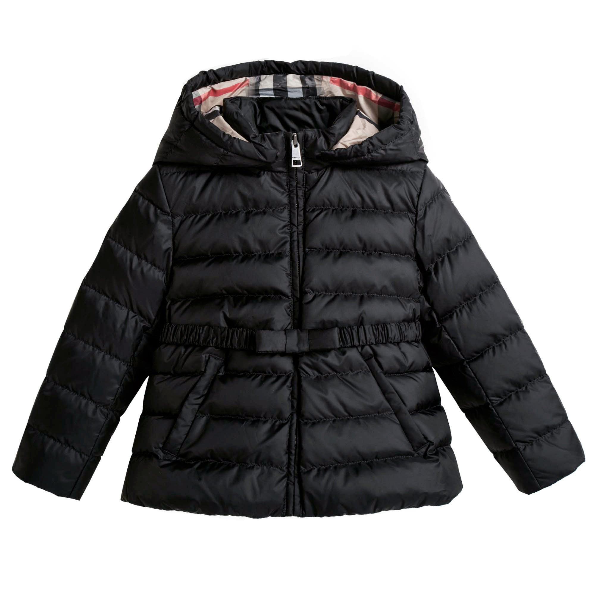 Baby Girls Black Down Padded Hooded Jacket - CÉMAROSE | Children's Fashion Store - 1