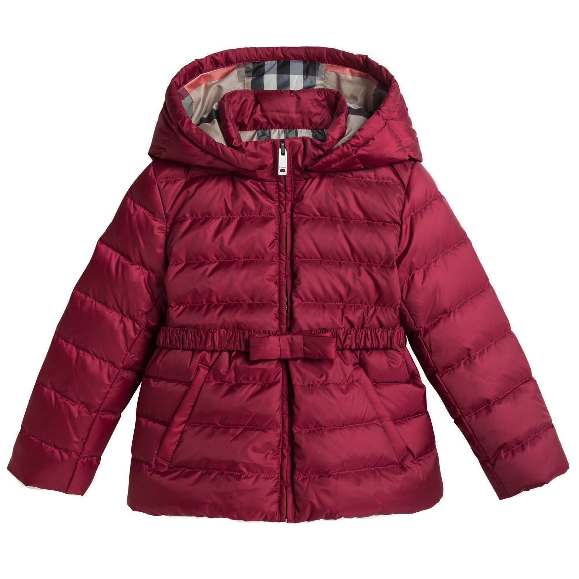 Baby Girls Dark Pink Down Padded Hooded Jacket - CÉMAROSE | Children's Fashion Store - 1