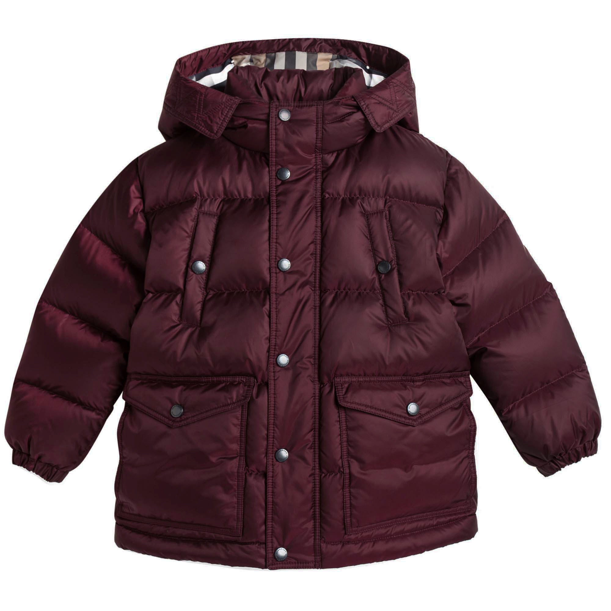 Boys Dark Red Padded Down Hooded Jacket - CÉMAROSE | Children's Fashion Store - 1