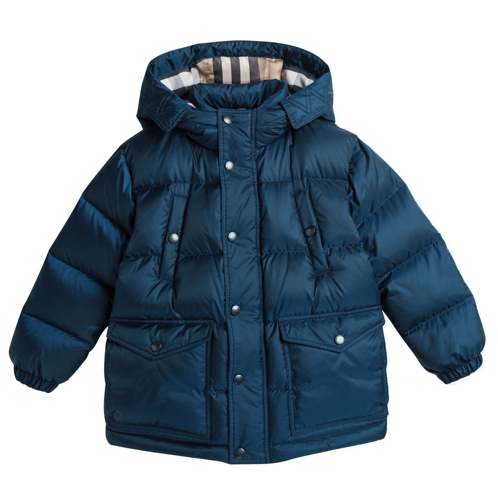 Boys Dark Blue Padded Down Hooded Jacket - CÉMAROSE | Children's Fashion Store - 1