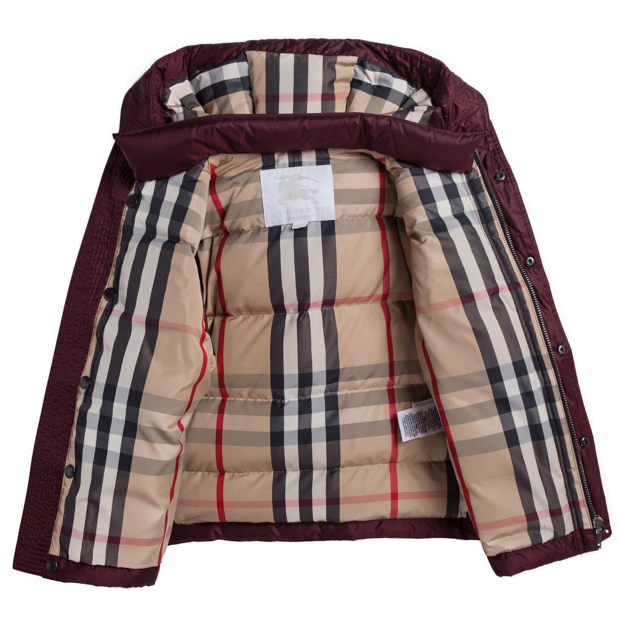 Boys Dark Red Padded Down Hooded Jacket - CÉMAROSE | Children's Fashion Store - 3