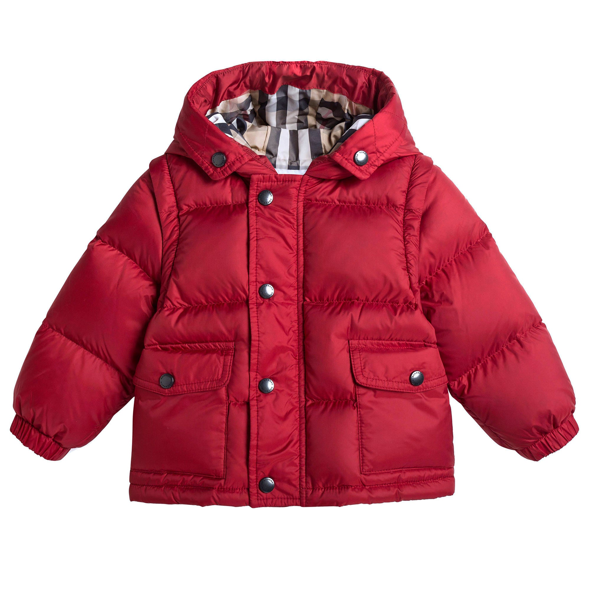 Baby Boys Red Hooded Padded Down Jacket - CÉMAROSE | Children's Fashion Store - 1