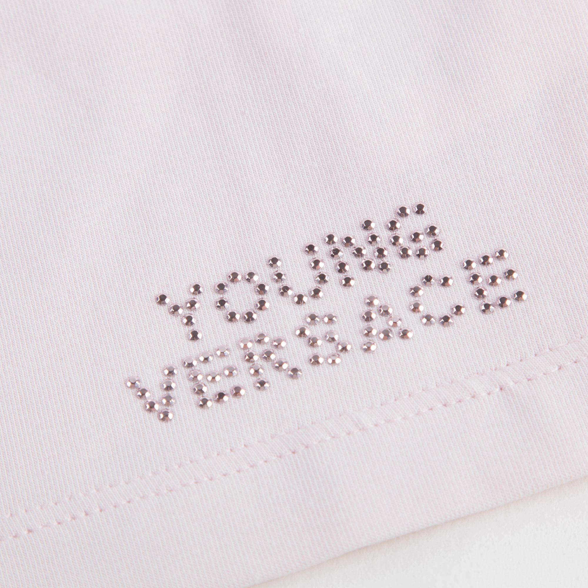 Baby Girls Pink Cotton Blouse With Gold Rhinestone Trims