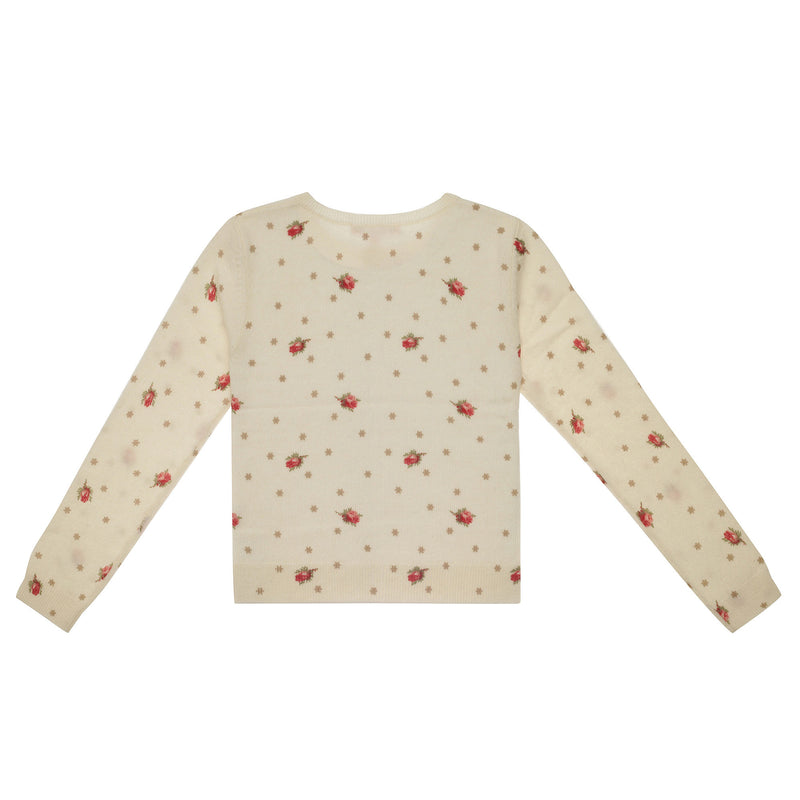 Girls White Embroidered Flower Trims Cashmere Cardigan - CÉMAROSE | Children's Fashion Store - 2