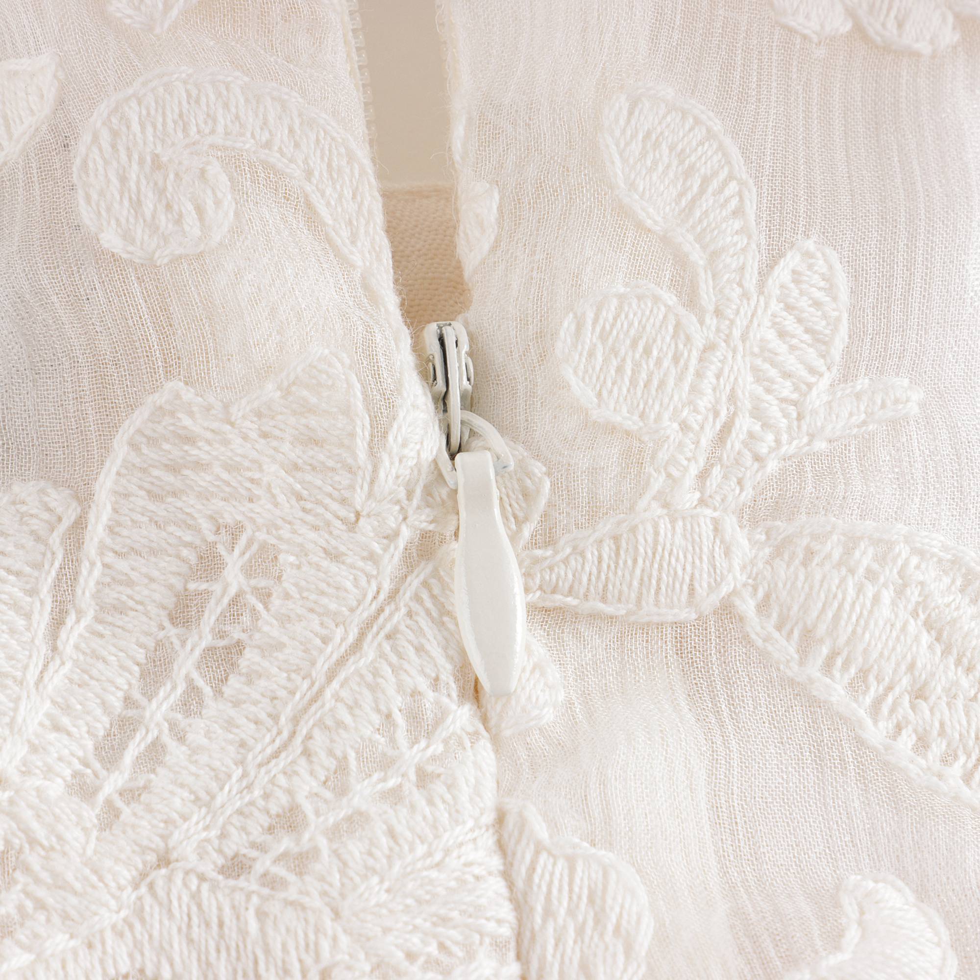 Girls White Embroidered Cotton Dress