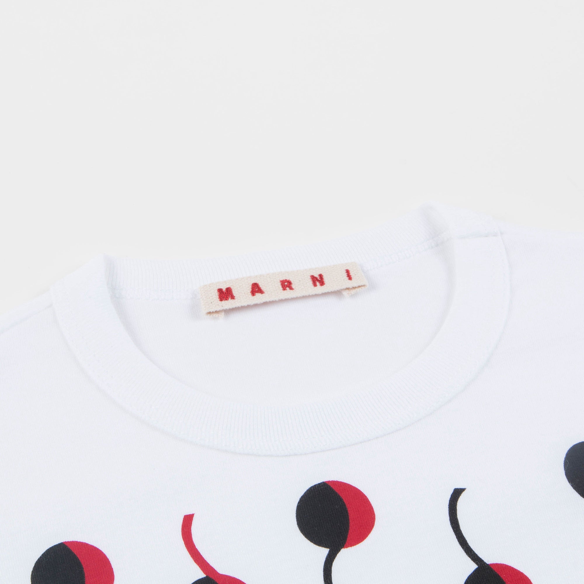 Girls White & Flame Red Cotton T-shirt