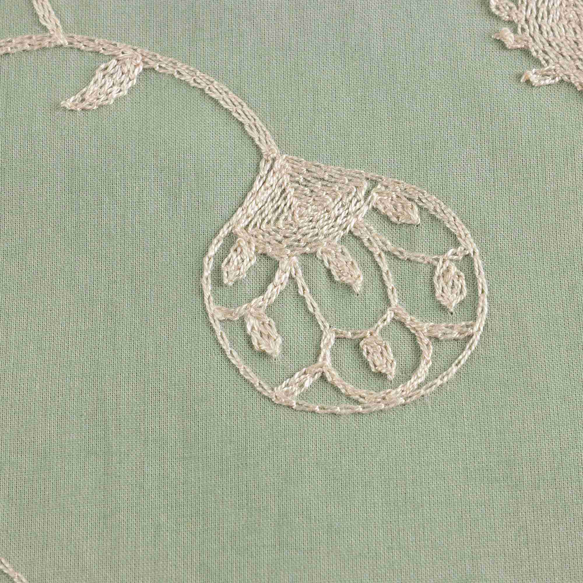Girls Green Embroidered Cotton Dress