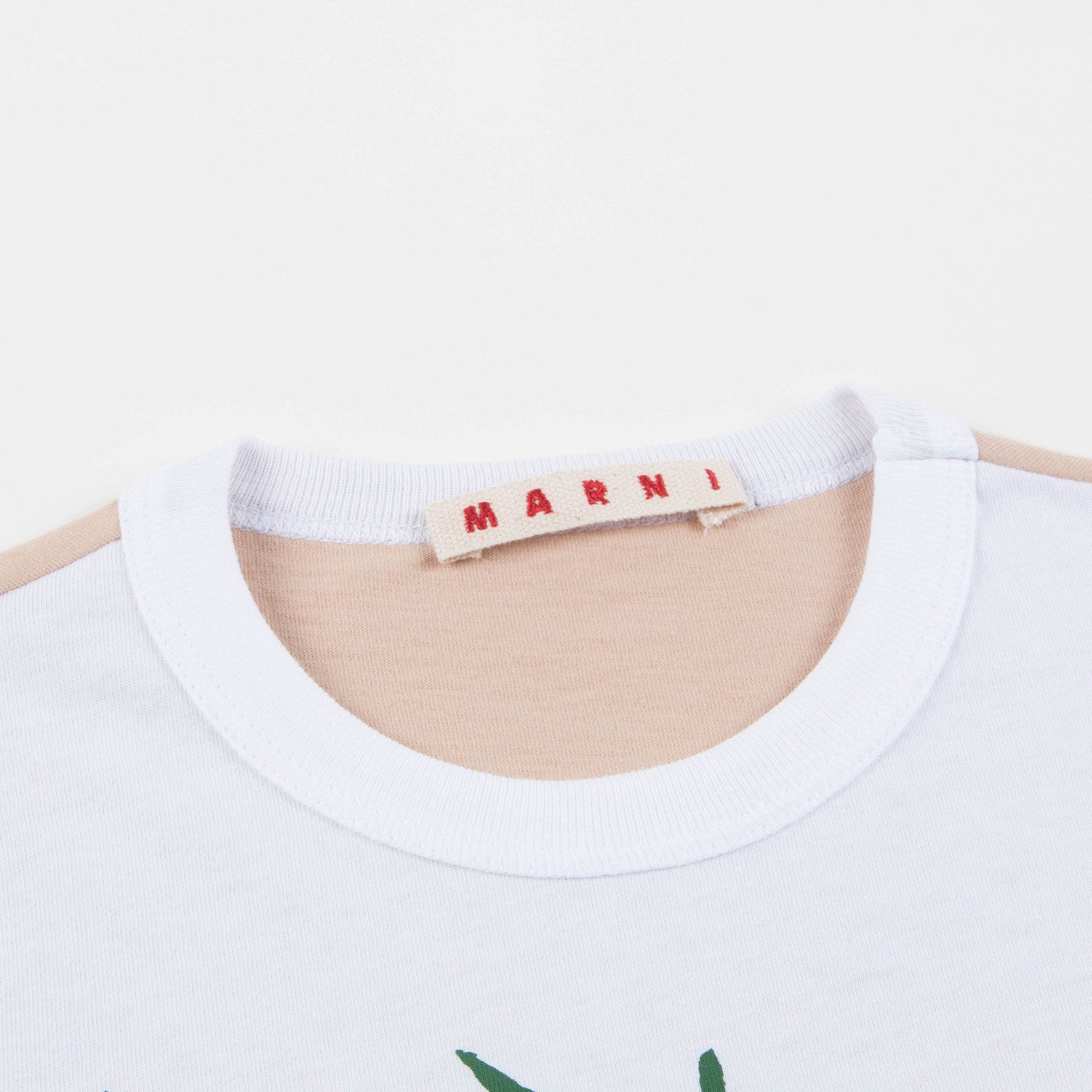 Girls White & Grayish Brown Cotton T-shirt
