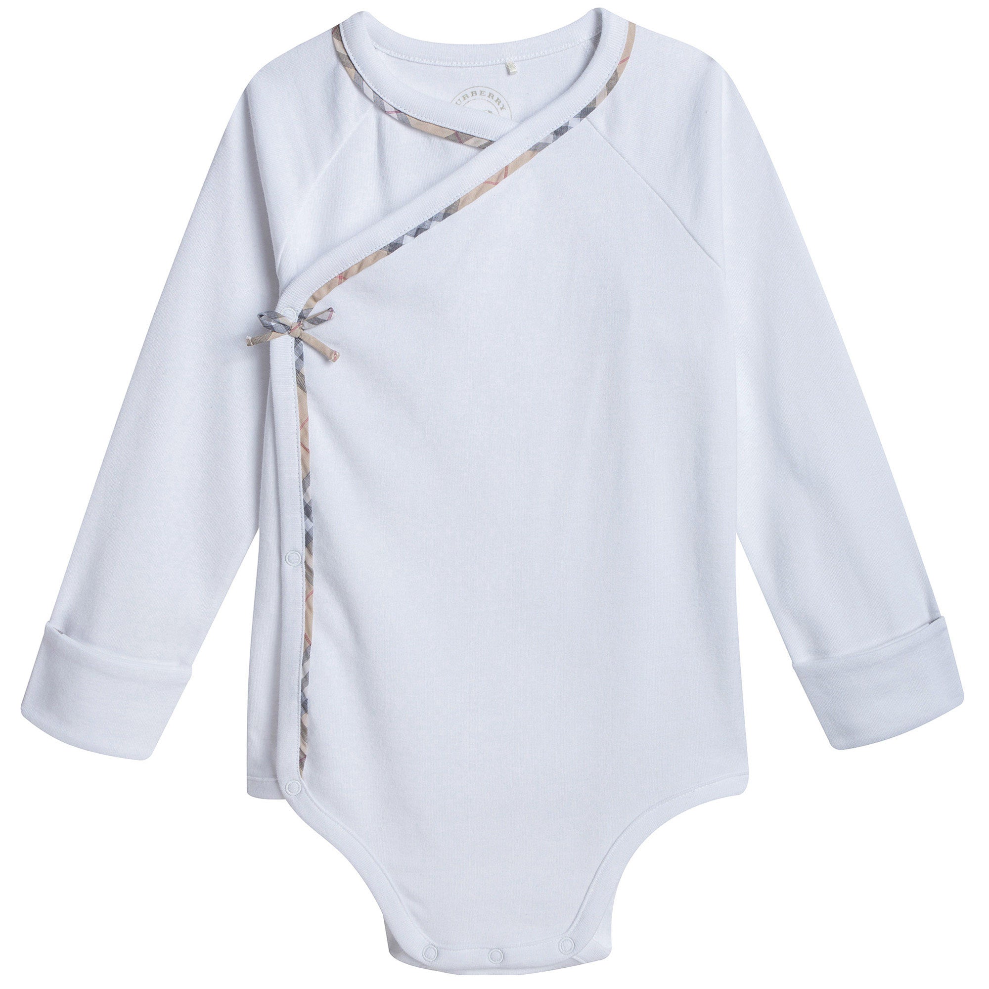 Baby White Check Cotton Three-piece Gift Set