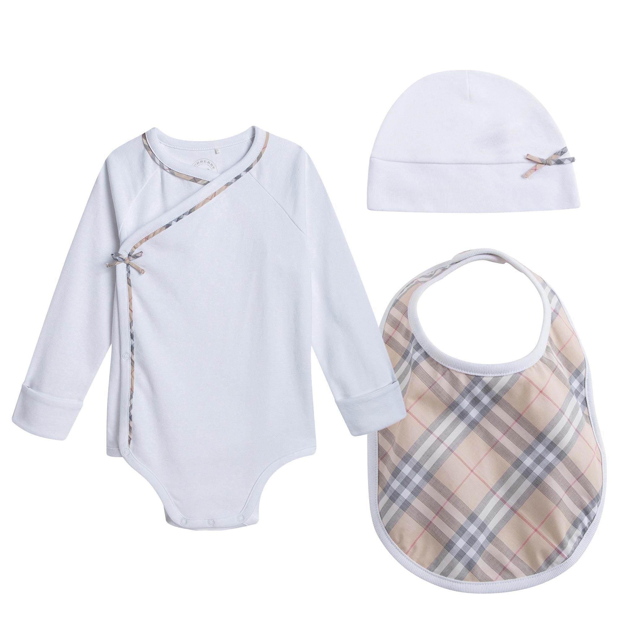 Baby Girls White Boxed Gift Set With Bodysuit, Hat & Bib - CÉMAROSE | Children's Fashion Store - 1